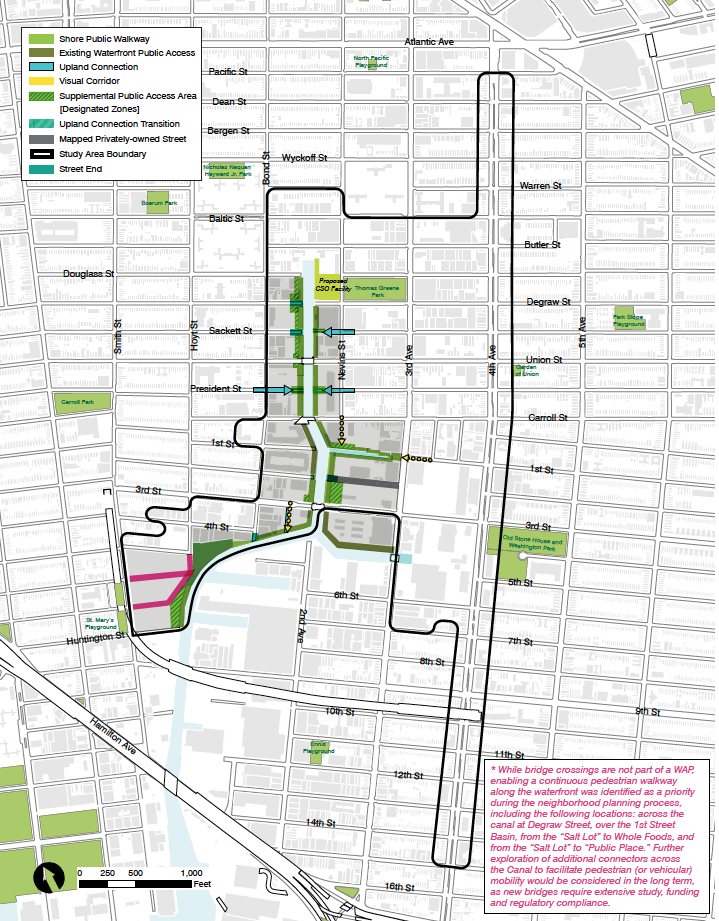 Map or plan graphic showing Gowanus rezoning/open-space commitments.