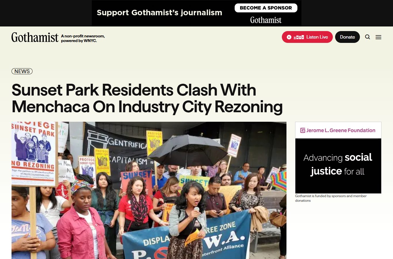 Sunset Park residents gather in opposition to Industry City rezoning.