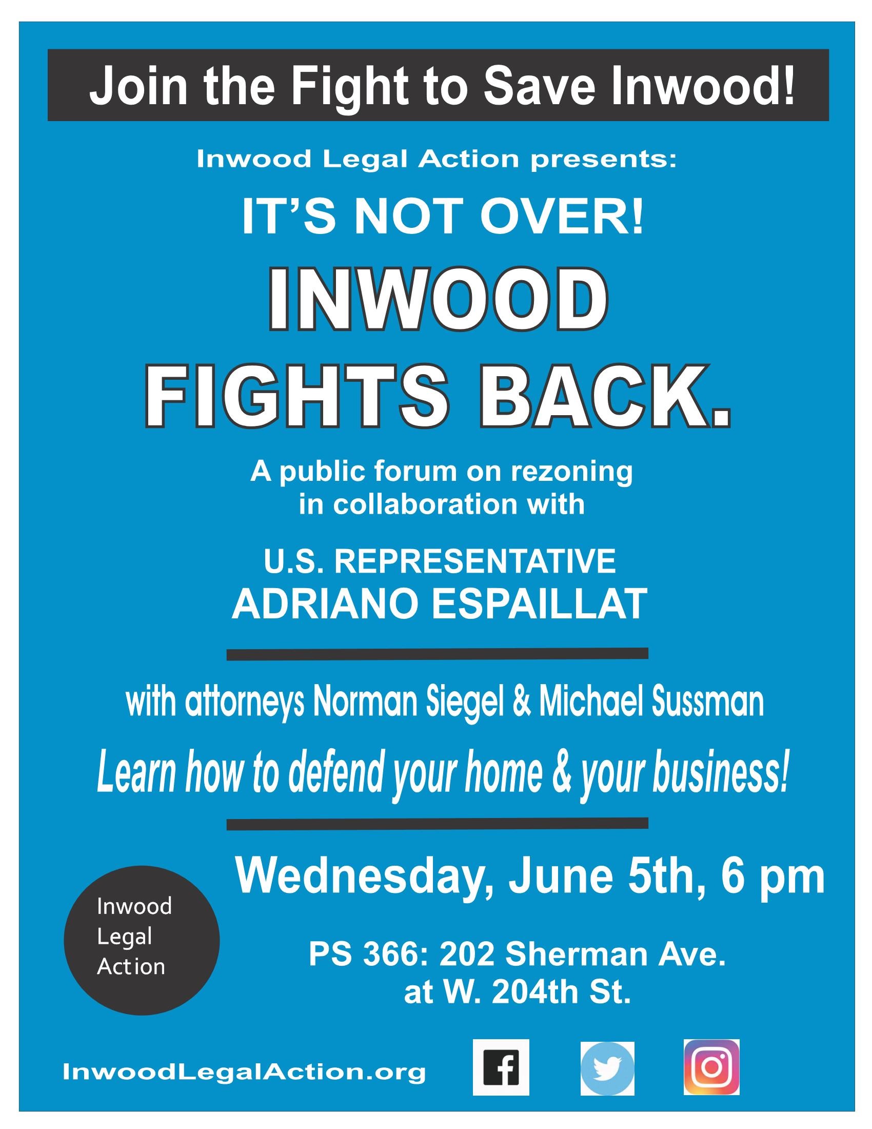 Inwood Legal Action website screenshot or campaign graphic.
