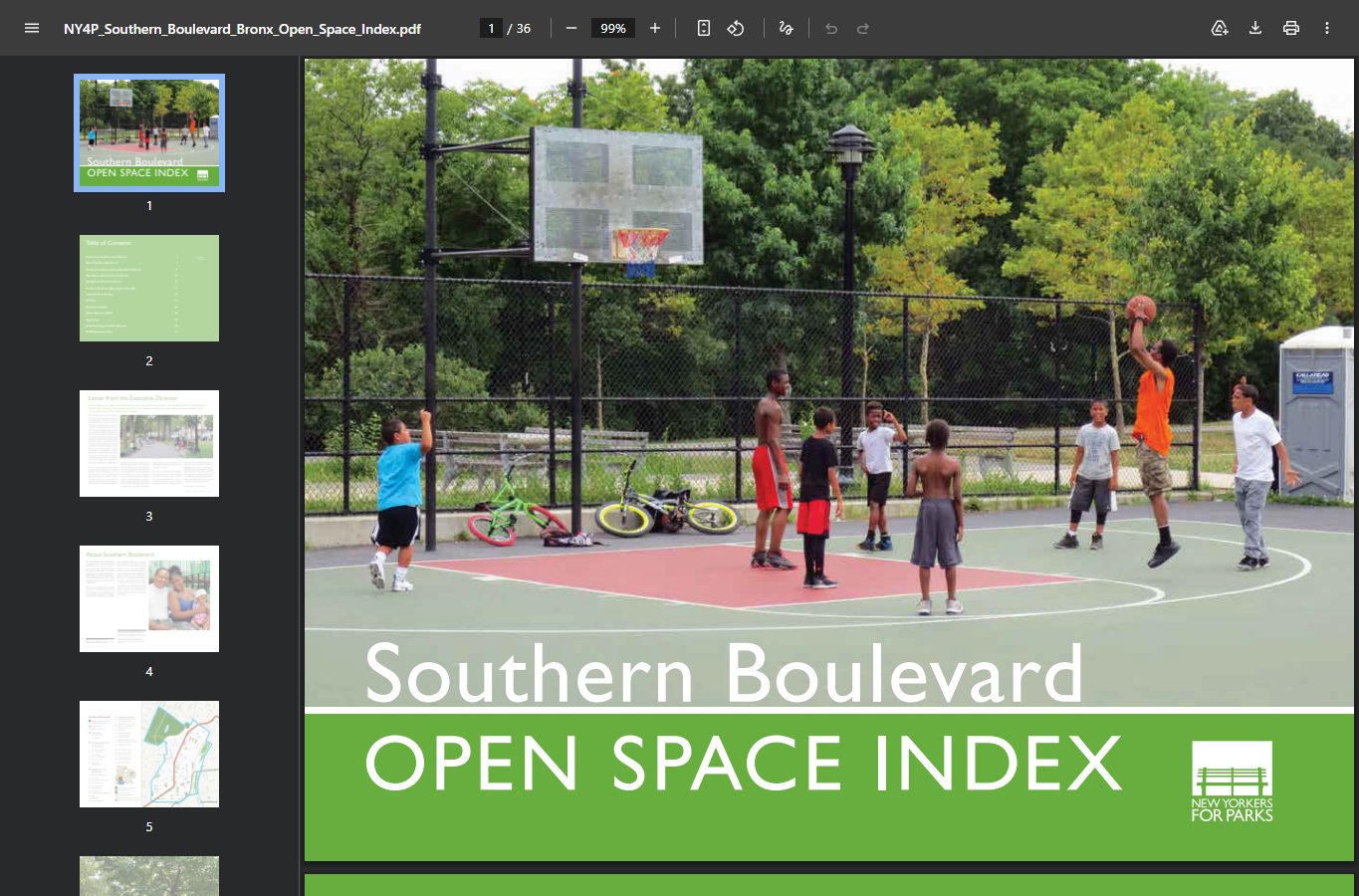 Open-space map for Southern Boulevard corridor.